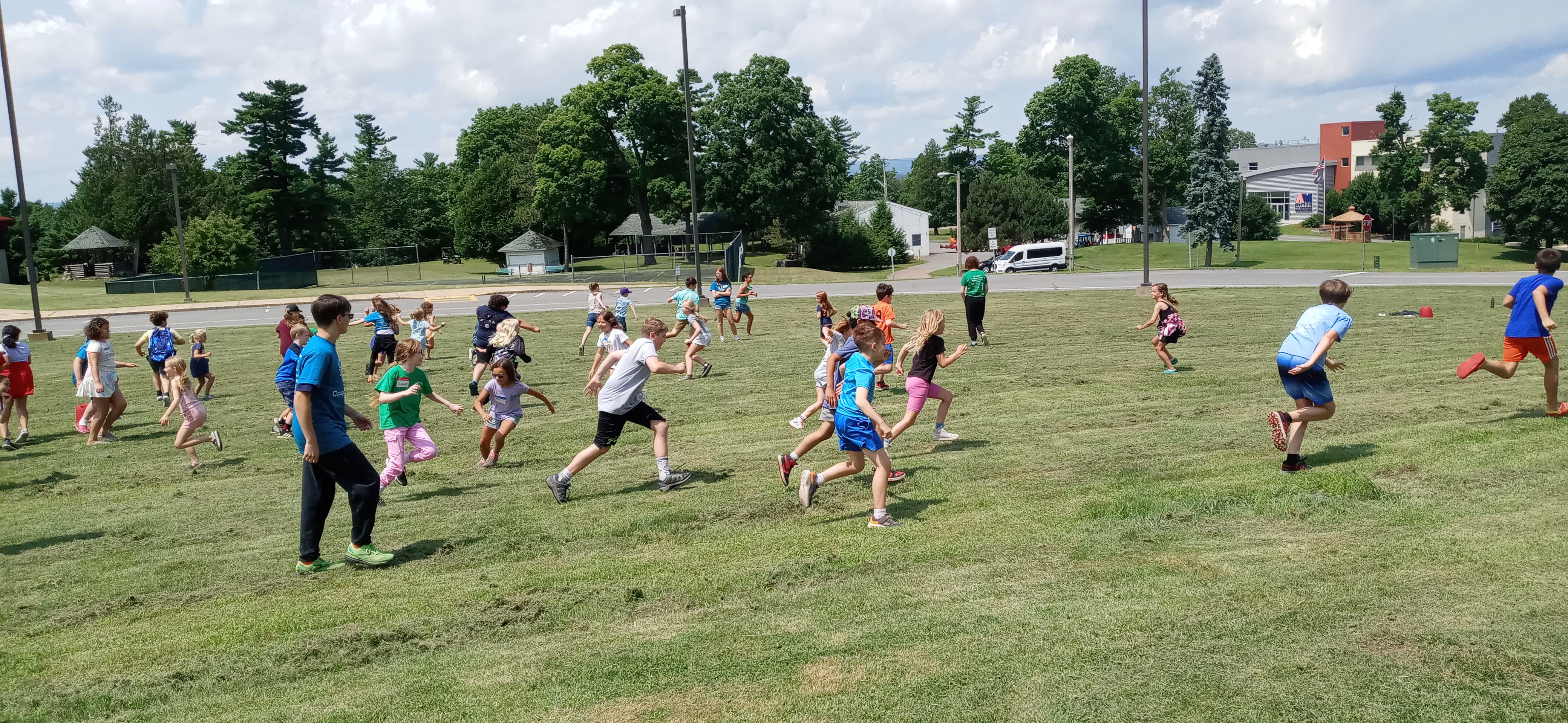 Campers playing outside