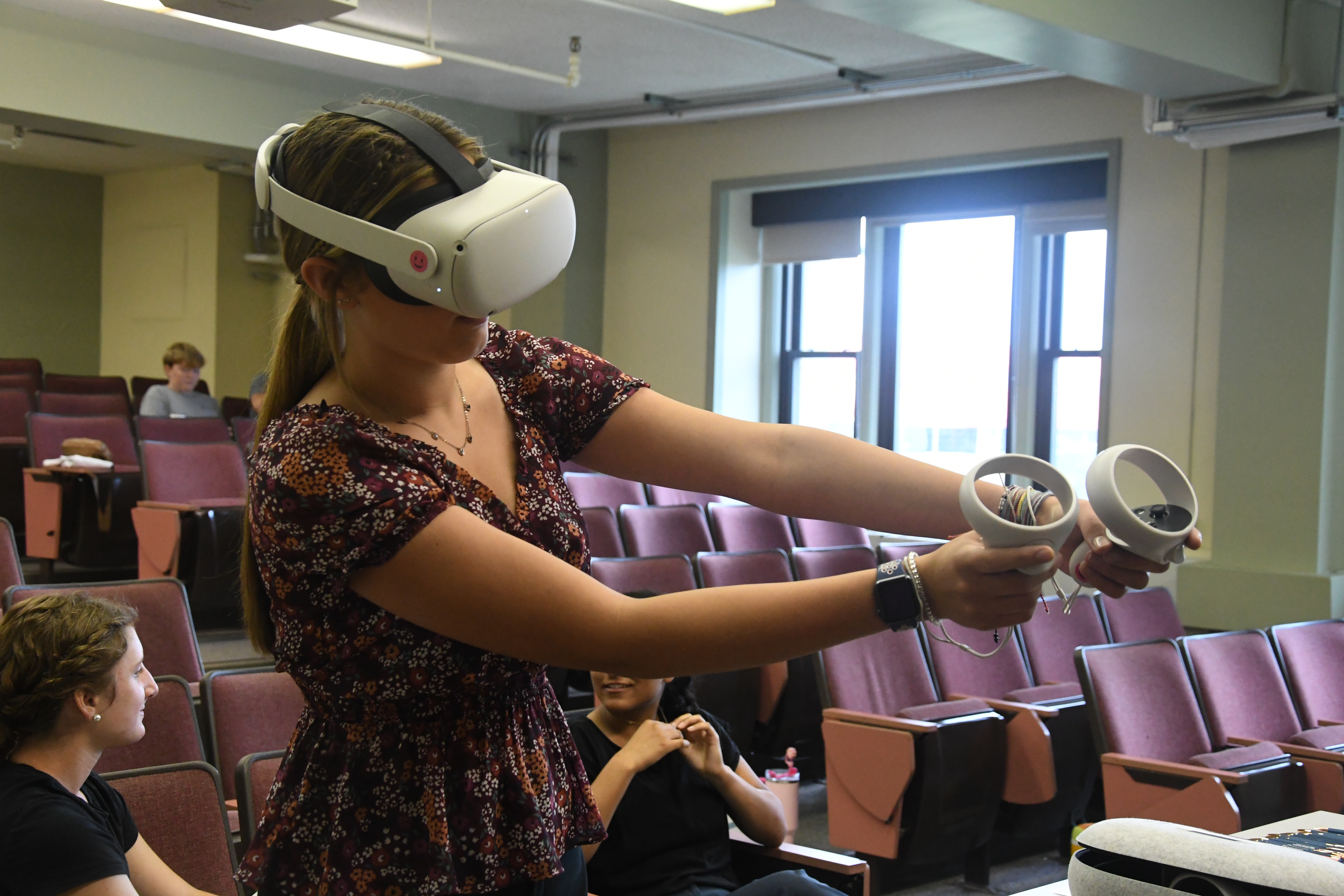 student using a VR headset