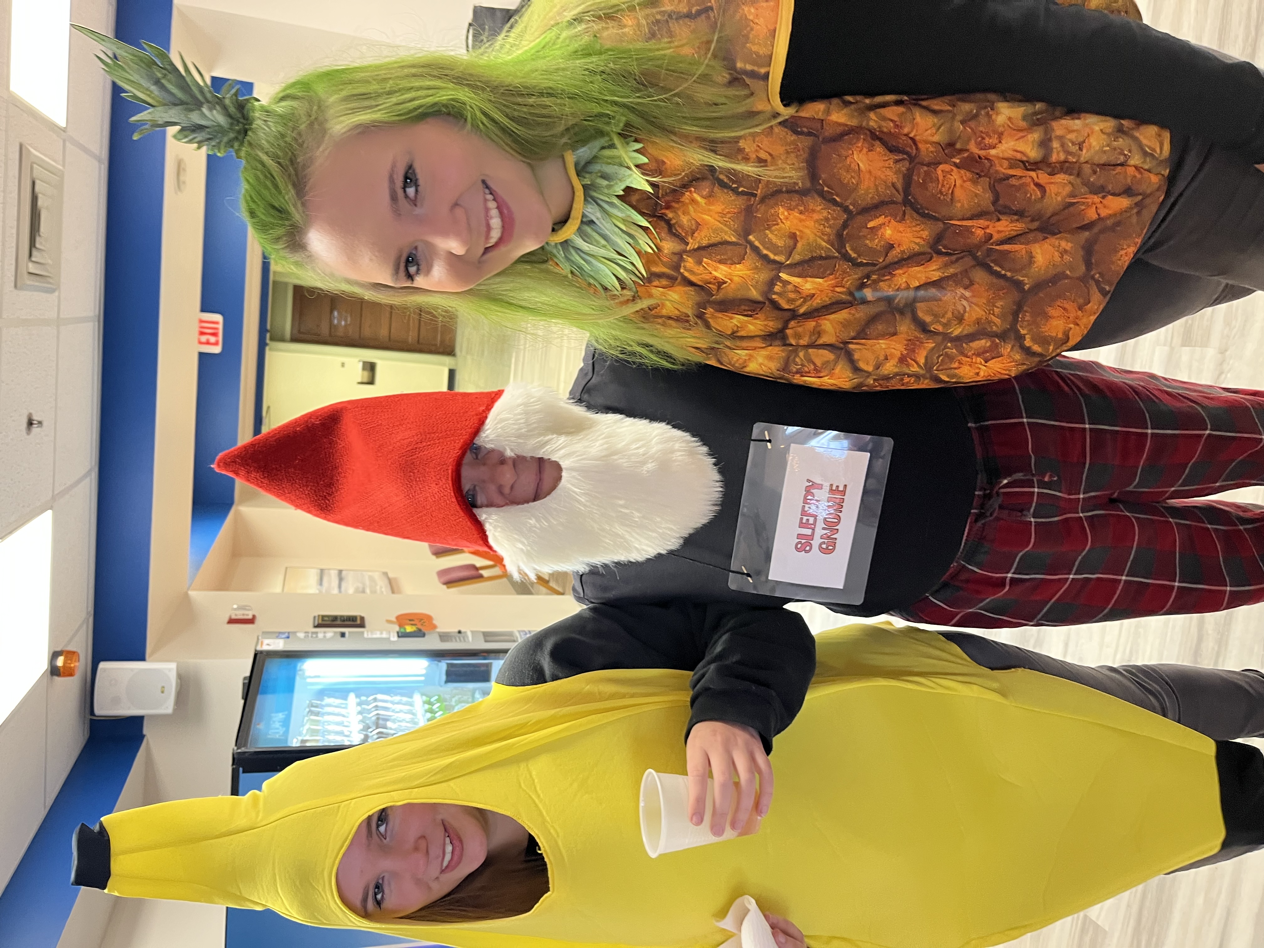 Banana, Gnome, and Pineapple Costumes