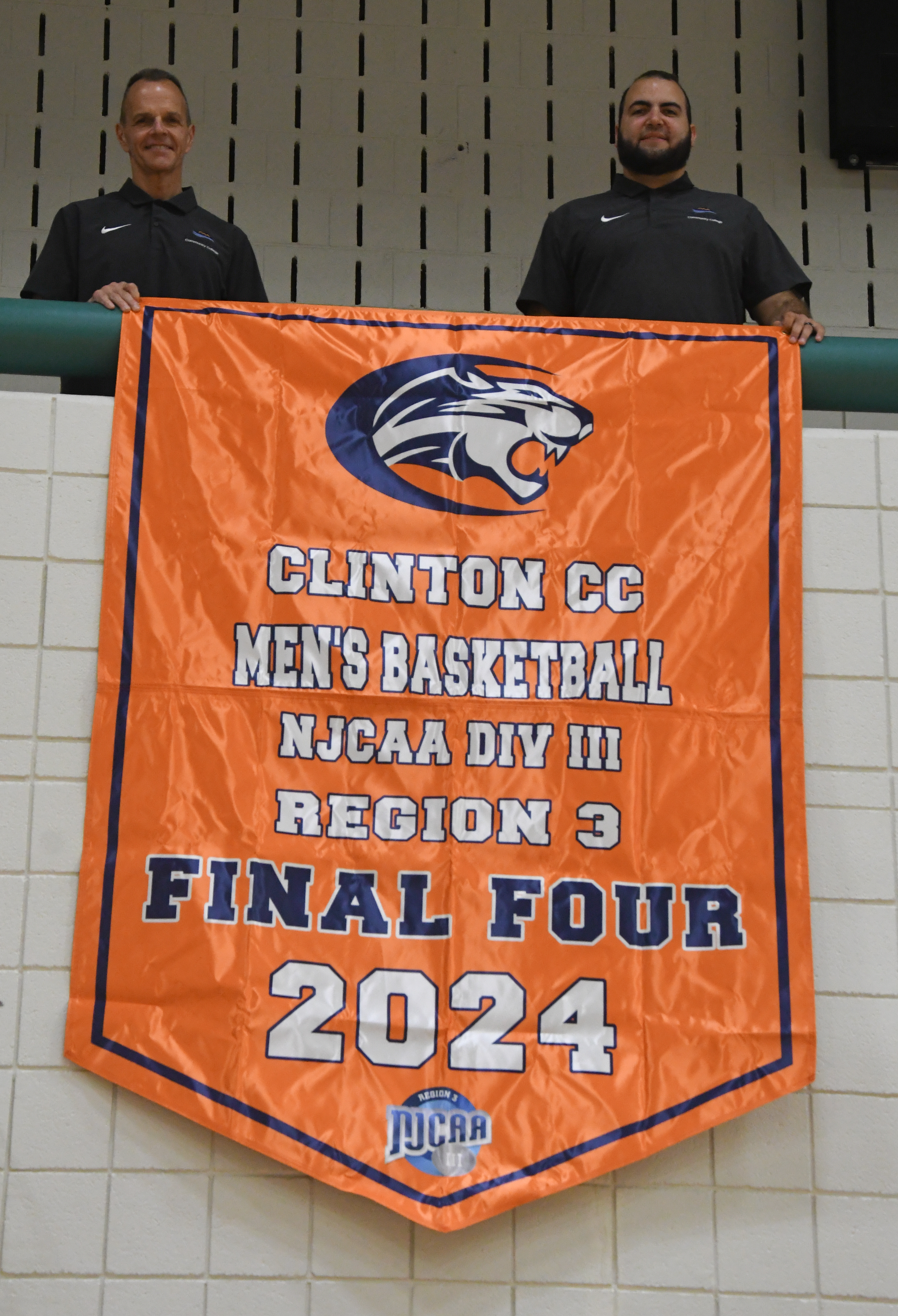 Coaches Posing With The Men's Bball 2024 Final Four Banner