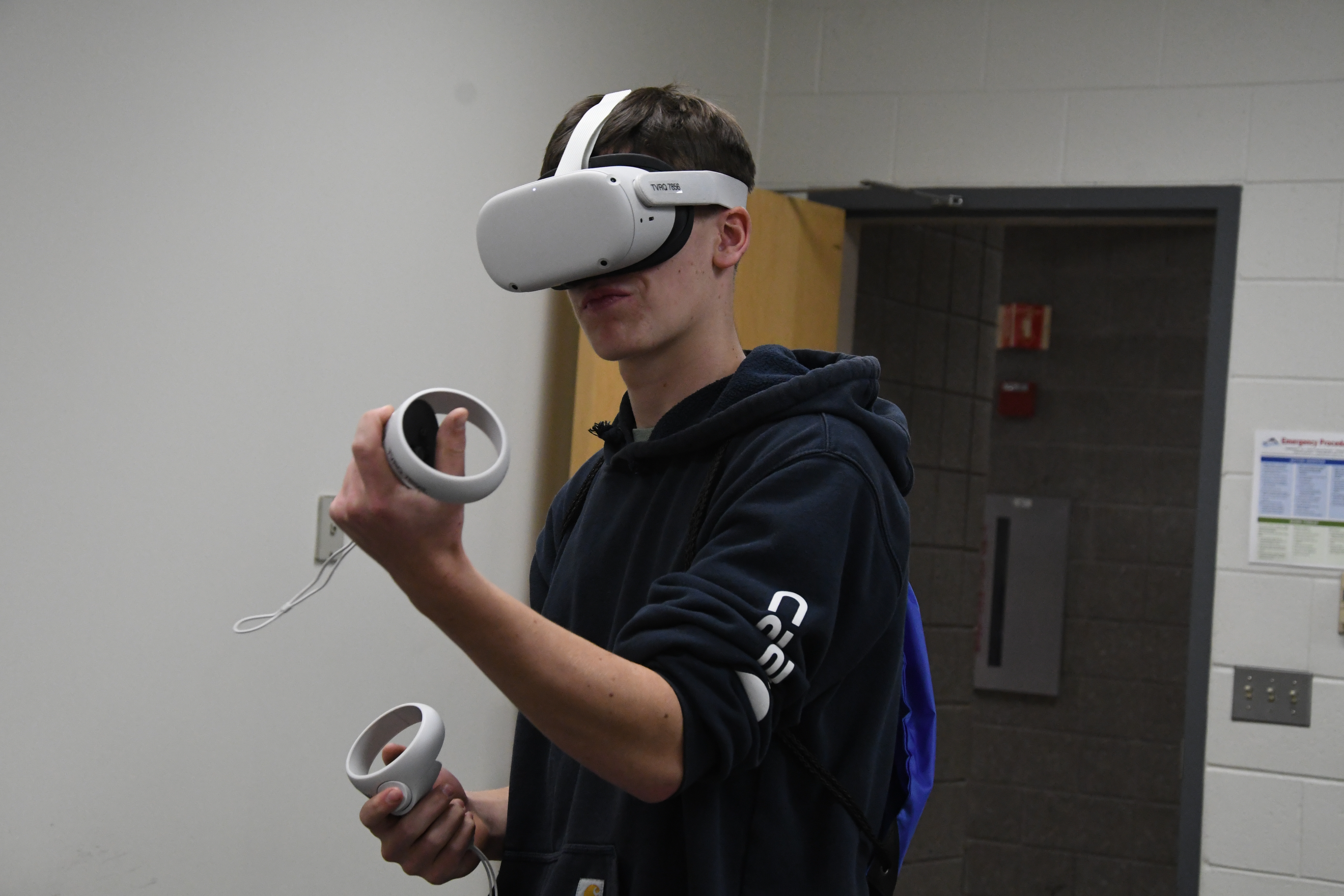 student using a VR headset